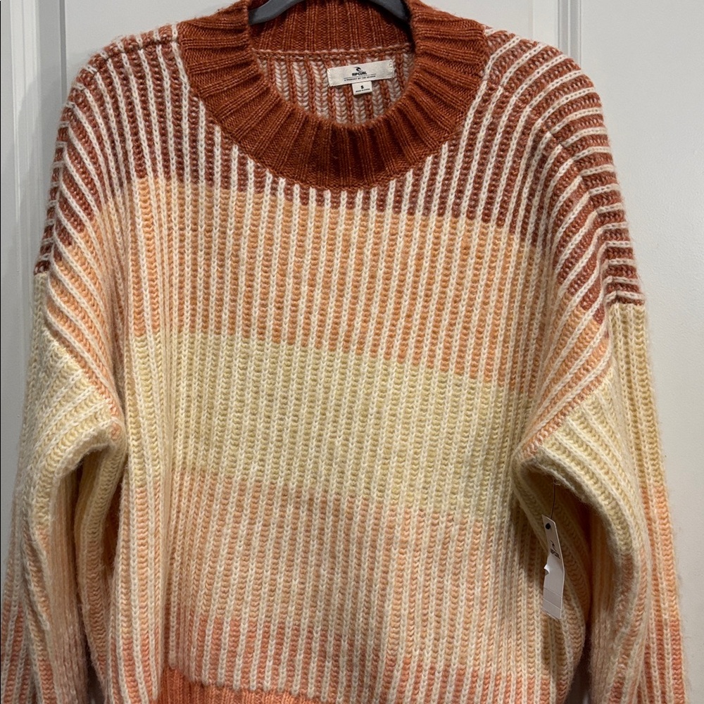 NWT Rip Curl Soleil Colorblock Rib Crewneck Sweater. Size Small. oversized - Picture 3 of 4